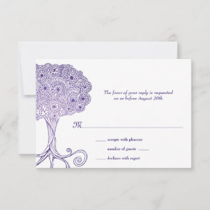 Árbol ornado de vida Morado Bat Mitzvah RSVP