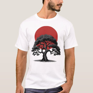 Árbol oscuro de estilo manga con camiseta de sol r