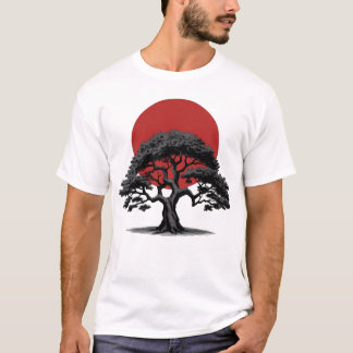 Árbol oscuro de estilo manga con camiseta de sol r
