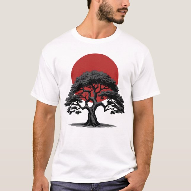 Árbol oscuro de estilo manga con camiseta de sol r (Anverso)