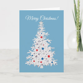 Árbol patriótico de Navidad con tarjeta azul de va