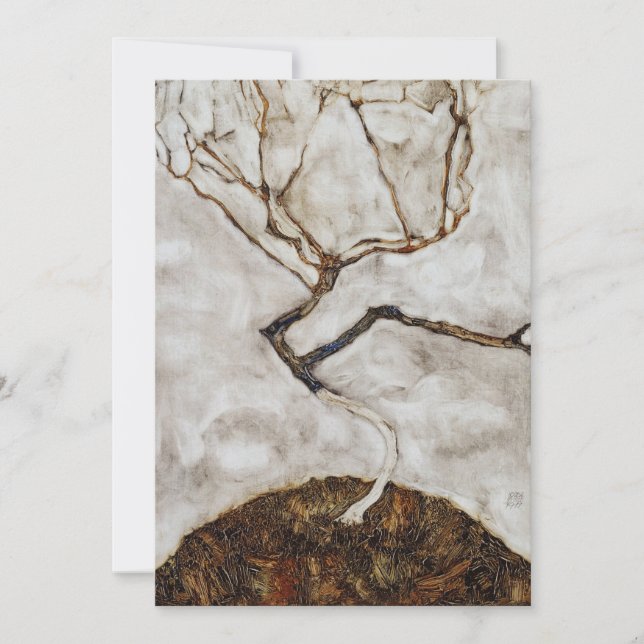 Árbol pequeño a finales de otoño por Egon Schiele (Anverso)