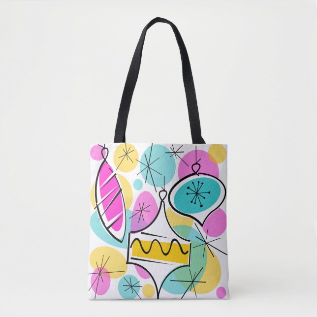Árbol retro Baubles bolsa de la espalda amarilla (Anverso)