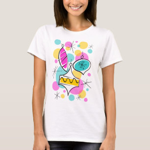 Árbol retro Baubles vertical camiseta