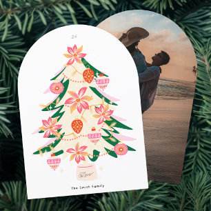 árbol retro moderno 1 tarjeta de navidades de arco