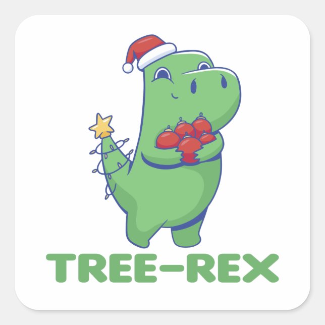 Árbol Rex Funny Dinosaur Pun T-Rex Square Pegatina (Anverso)