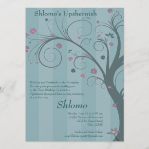 Árbol rizado - invitación azul