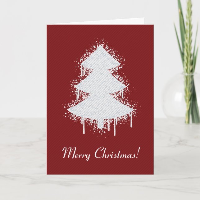 Árbol rojo del blanco de la pintada de la tarjeta (Anverso)