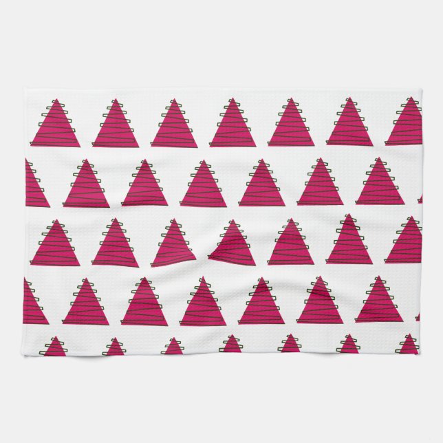 Árbol rosa con toalla de cocina de Navidades verde (Horizontal)