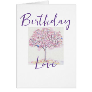 Árbol rosa de amor de cumpleaños