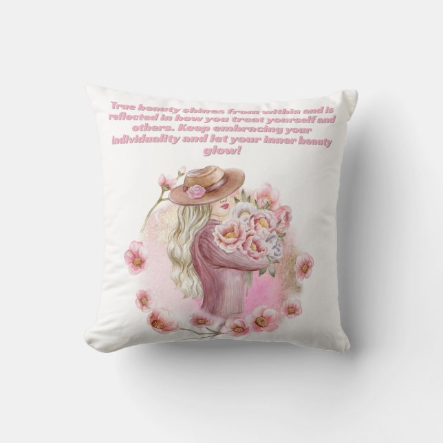 Árbol rosa de la vida almohada Inspiradora (Anverso)