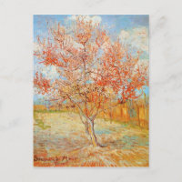 Árbol rosa Van Gogh en postal floreciente