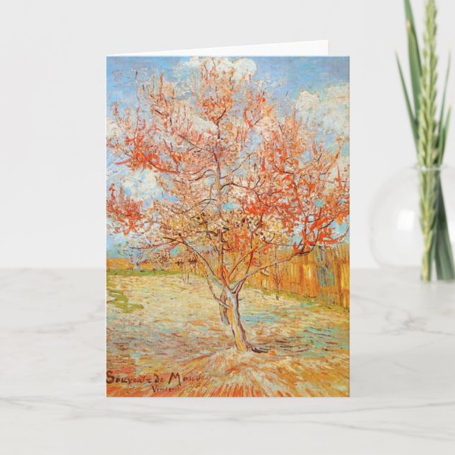 Árbol rosa Van Gogh en tarjeta de saludo Blossom (Anverso)