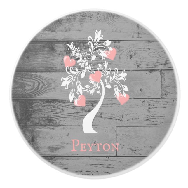 Árbol rosado de la pomo cerámica personalizada del (Anverso)