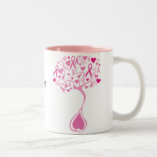 Árbol rosado personalizado de la taza del cáncer