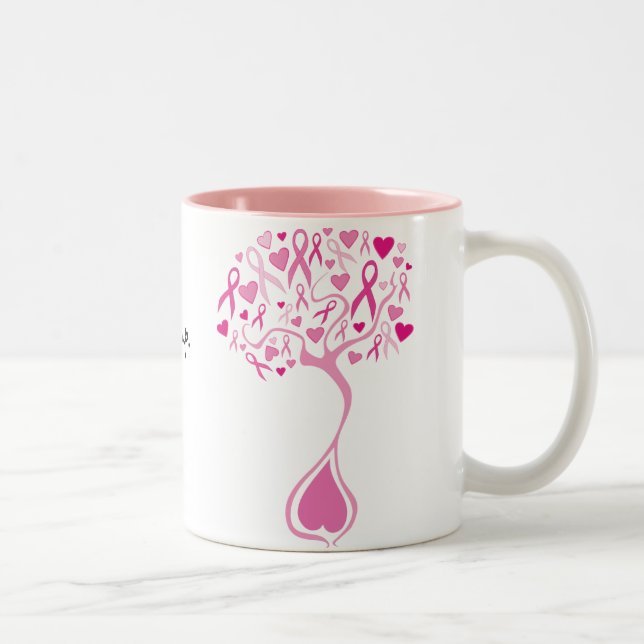 Árbol rosado personalizado de la taza del cáncer (Derecha)