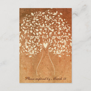 Árbol rústico cálido rojo rsvp con sobres