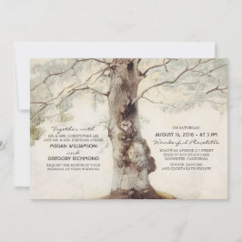 Árbol rústico e invitaciones de casamiento del cor
