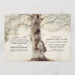 Árbol rústico e invitaciones de casamiento del cor