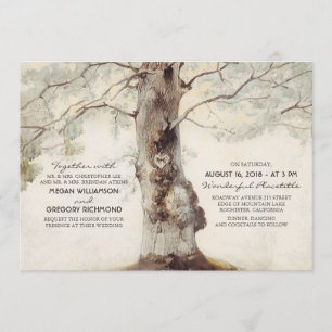 Árbol rústico e invitaciones de casamiento del cor