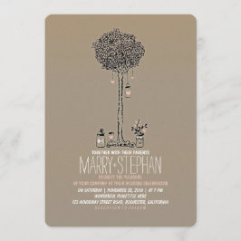 Árbol rústico lindo y invitación a la boda de las 