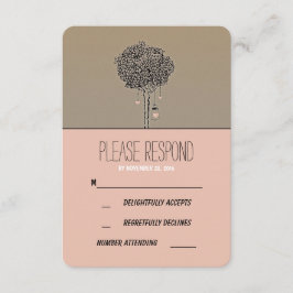 Árbol rústico lindo y tarjeta RSVP de boda de carr