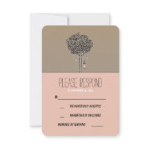 Árbol rústico lindo y tarjeta RSVP de boda de carr