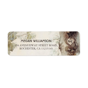 Árbol rústico y etiquetas talladas del remite de