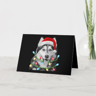 Árbol Siberiano Husky Santa Navidad enciende Navid