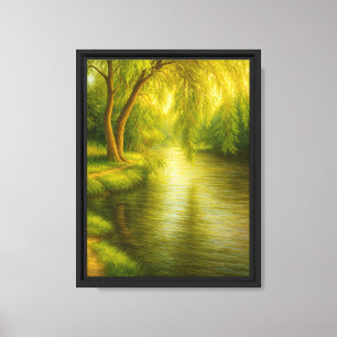 Árbol silvestre junto al río Tranquil Impresión de
