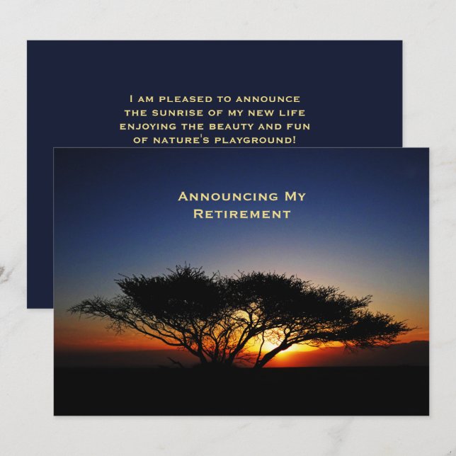 Árbol solitario de Invitación de Jubilación al ama (Anverso / Reverso)