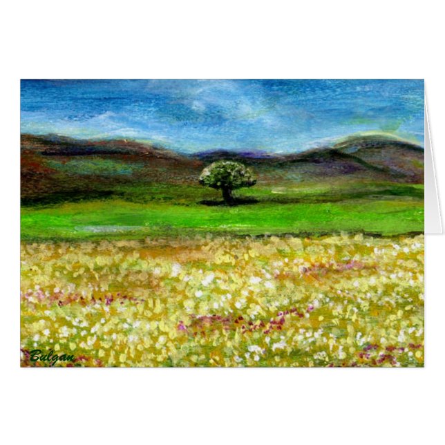 ÁRBOL SOLITARIO EN EL CAMPO DE FLORES AMARILLOS, T (Anverso (Horizontal))