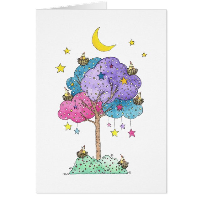 Árbol soñador de pájaros nidificantes bajo las est (Frente)