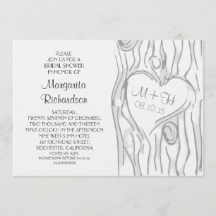 árbol tallado invitaciones modernas a la ducha de 