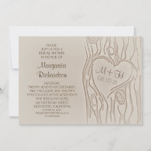 árbol tallado rústico ducha de novia invitaciones