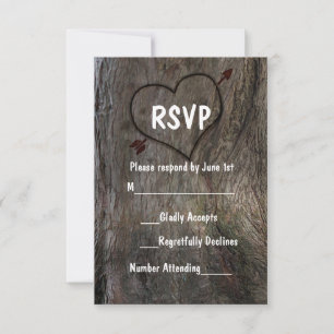 Árbol + tarjeta RSVP de Boda Rústica de Corazón Es