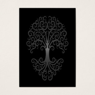 Árbol tribal del gris de la vida en negro