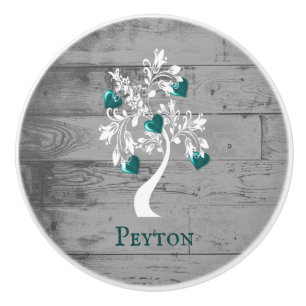 Árbol verde azulado del pomo cerámico personalizad