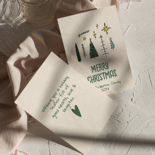 Árbol verde de Navidad pintado con mano rústica no