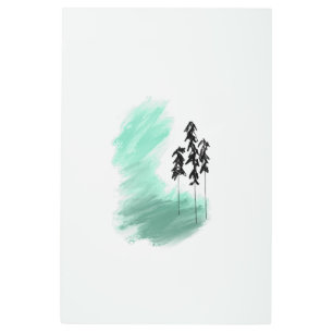 Árbol verde escandinavo arte simple menta moderna