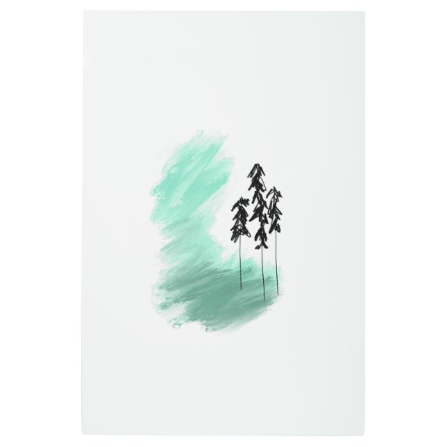Árbol verde escandinavo arte simple menta moderna (Anverso)