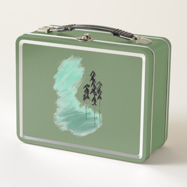 Árbol verde escandinavo arte simple menta moderna (Anverso)