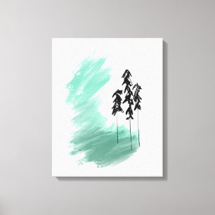 Árbol verde escandinavo arte simple menta moderna
