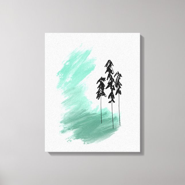 Árbol verde escandinavo arte simple menta moderna (Anverso)
