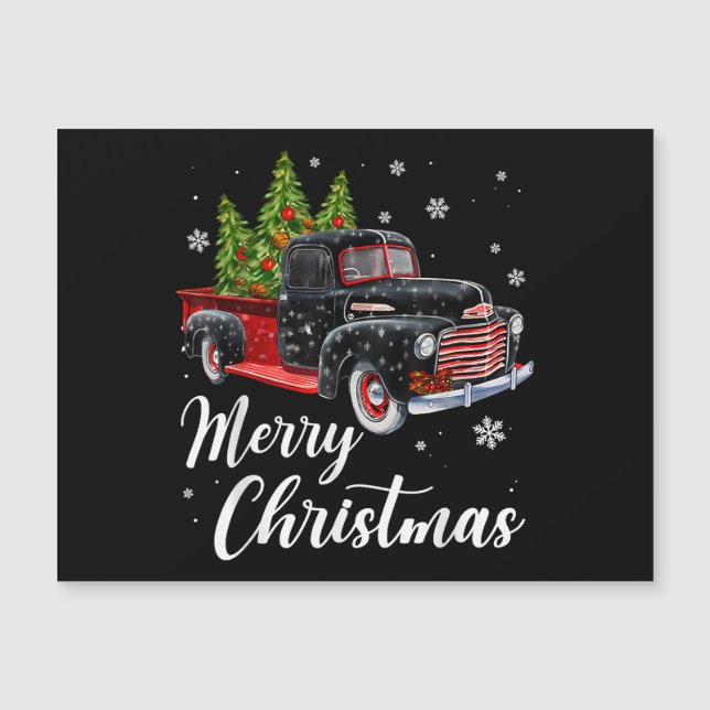 Árbol vintage de camisas navideñas en camión rojo  (Anverso)