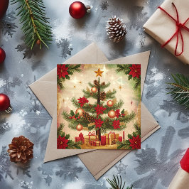 Árbol vintage de Navidad y regalos