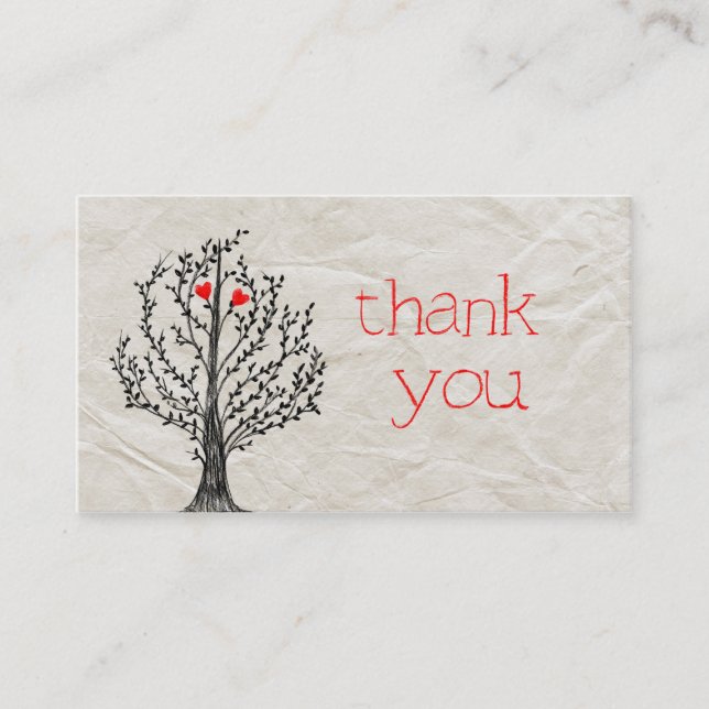 Árbol y corazón gracias tarjeta de visita (Anverso)