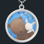 Arbolado del collar del aniversario del amor del<br><div class="desc">Collar dulce y precioso del oso y del conejito.  Regalo maravilloso para su amor.  Original que pinta mi arte de Mika.</div>