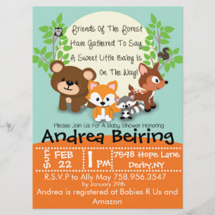 Arbolado e invitación del Fox Baby Shower