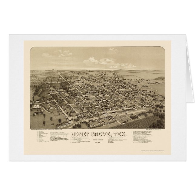 Arboleda de la miel, mapa panorámico de TX - 1886 (Anverso (Horizontal))